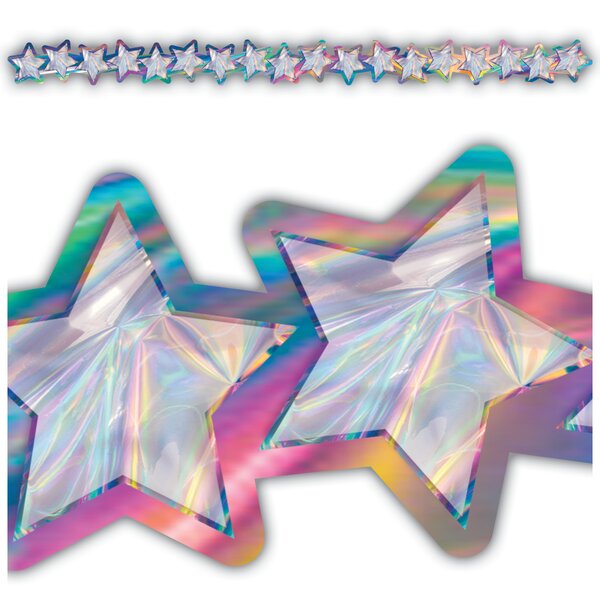 TCR8657 Iridescent Stars Die-Cut Border Trim Image