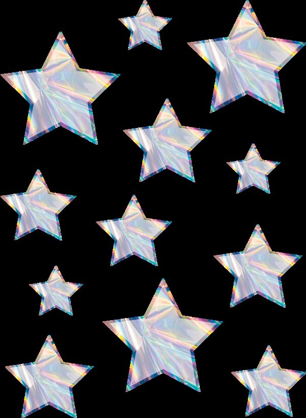 TCR8666 Iridescent Stars Accents - Assorted Sizes Image