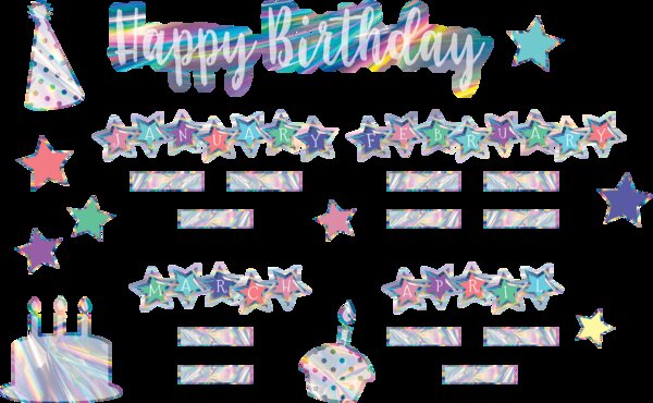 TCR8679 Iridescent Happy Birthday Mini Bulletin Board Image