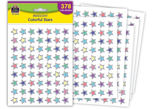 TCR8706 Iridescent Colorful Stars Mini Stickers Image