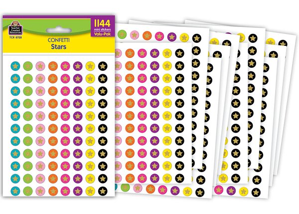 TCR8728 Confetti Stars Mini Stickers Valu-Pak Image