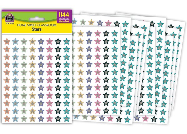 TCR8730 Home Sweet Classroom Stars Mini Stickers Valu-Pak Image