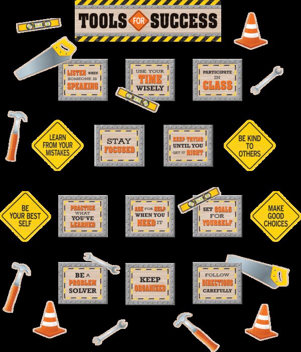 TCR8744 Under Construction Tools for Success Mini Bulletin Board Image