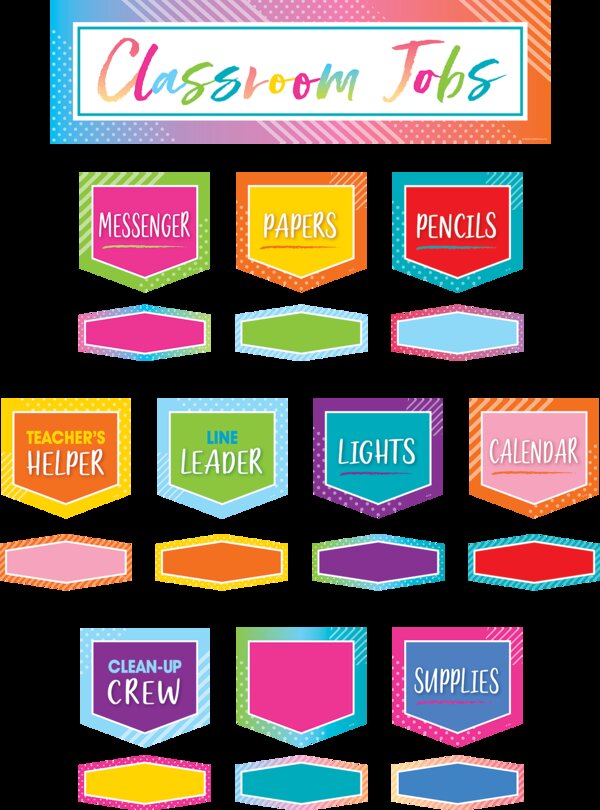 TCR8756 Colorful Vibes Classroom Jobs Mini Bulletin Board Image