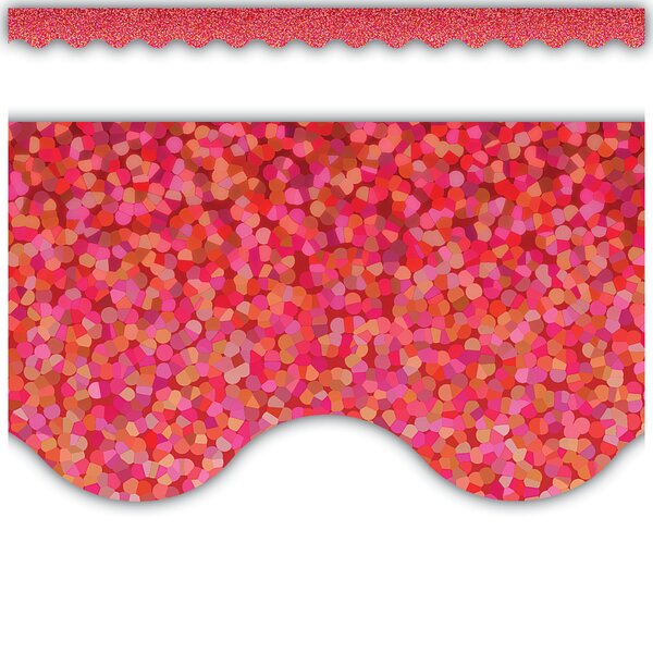 TCR8767 Red Sparkle Scalloped Border Trim Image