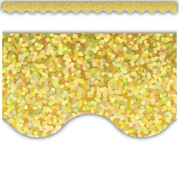 TCR8768 Yellow Sparkle Scalloped Border Trim Image