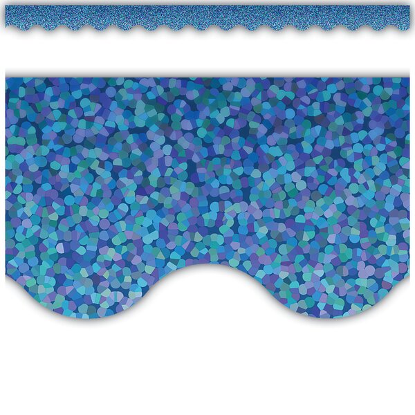 TCR8794 Blue Sparkle Scalloped Border Trim Image