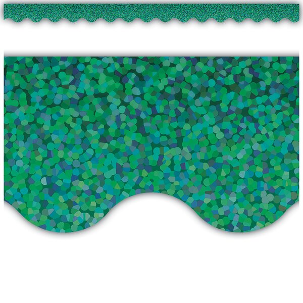 TCR8795 Green Sparkle Scalloped Border Trim Image