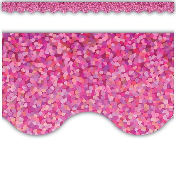 TCR8796 Pink Sparkle Scalloped Border Trim Image