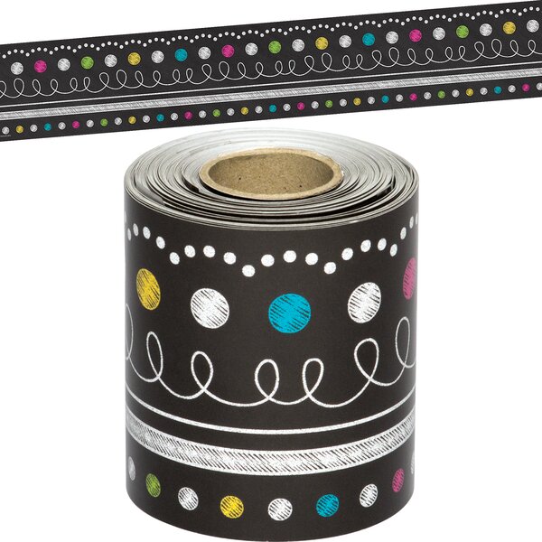 TCR8947 Chalkboard Brights Straight Rolled Border Trim Image