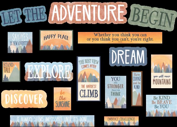 TCR9143 Moving Mountains Let the Adventure Begin Mini Bulletin Board Image