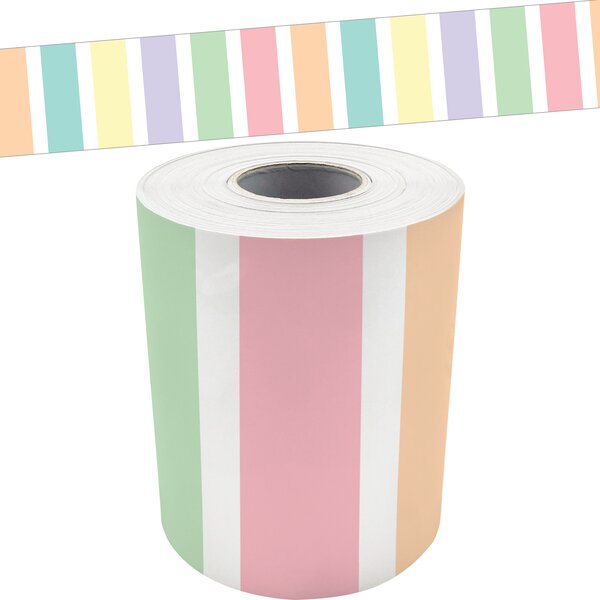 TCR9156 Pastel Pop Stripes Straight Rolled Border Trim Image