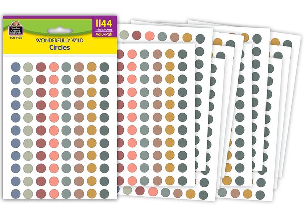 TCR9196 Wonderfully Wild Circles Mini Stickers Valu-Pak Image