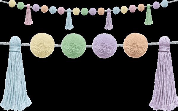 TCR9207 Pastel Pop Pom-Poms and Tassels Garland Image