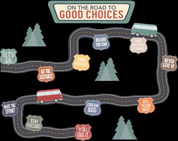 TCR9225 Moving Mountains Road Trip On the Road to Good Choices Mini Bulletin Board Image