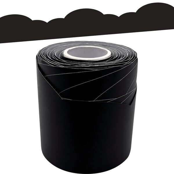TCR9257 Black Fancy Scallops Rolled Border Trim Image