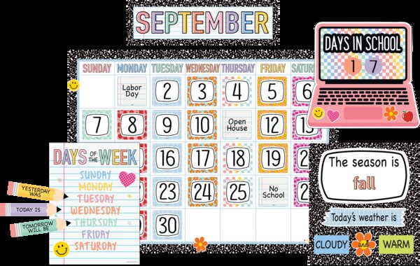 TCR9300 Cool for School Calendar Bulletin Board Image