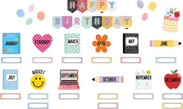 TCR9304 Cool for School Happy Birthday Mini Bulletin Board Image