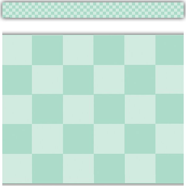 TCR9311 Cool for School Green Checkers Straight Border Trim Image