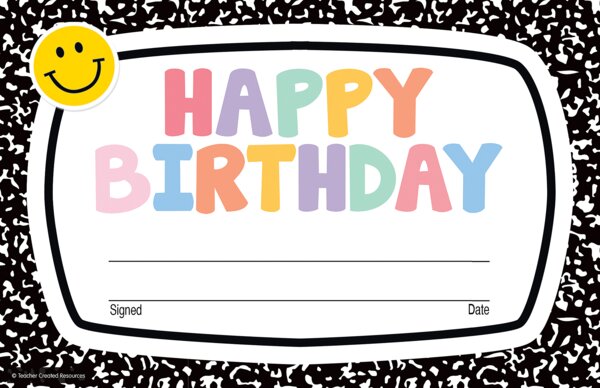 TCR9321 Cool for School Happy Birthday Awards Image