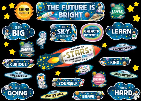 TCR9337 Outer Space Crew The Future Is Bright Mini Bulletin Board Image