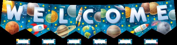 TCR9346 Outer Space Crew Pennants Welcome Bulletin Board Image