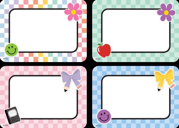 TCR9353 Cool for School Checkers Name Tags/Labels - Multi-Pack Image