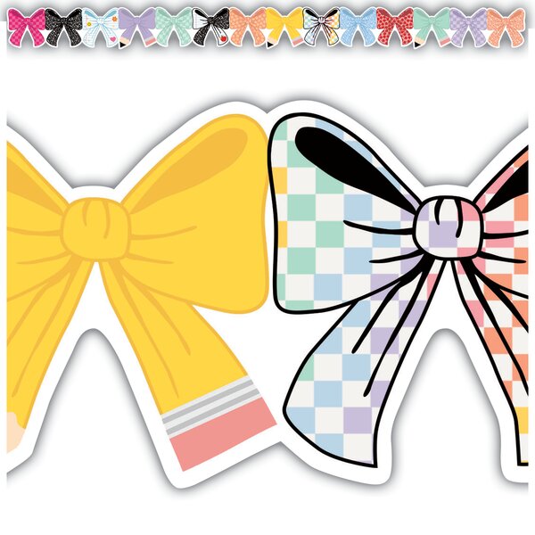 TCR9356 Cool for School Bows Die-Cut Border Trim Image