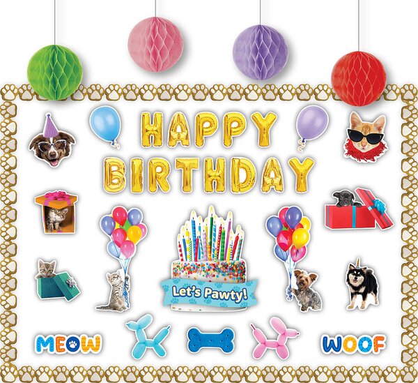 TCR9469 Cats and Dogs Happy Birthday Create & Decorate Quick Kit Image