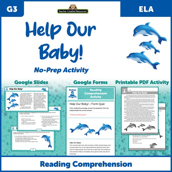 TCRGS10002 Help Our Baby! Reading Comprehension Activity Google Slides Image