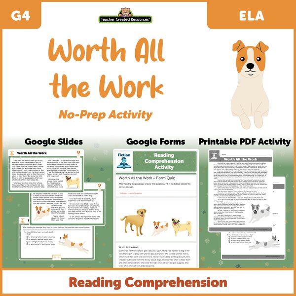 TCRGS10015 Worth All the Work - Reading Comprehension Activity Google Slides Image