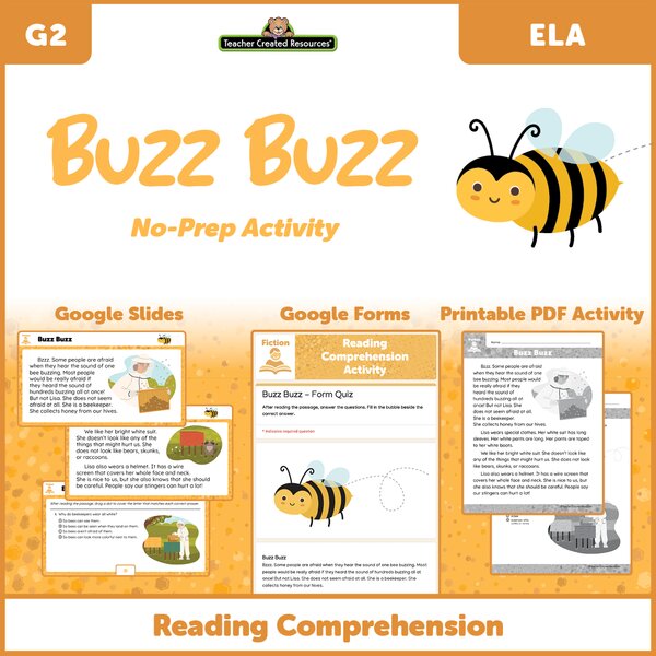 TCRGS10019 Buzz Buzz - Reading Comprehension Activity Google Slides Image