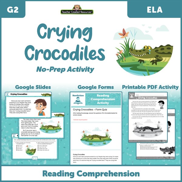 TCRGS10021 Crying Crocodiles - Reading Comprehension Activity Google Slides Image