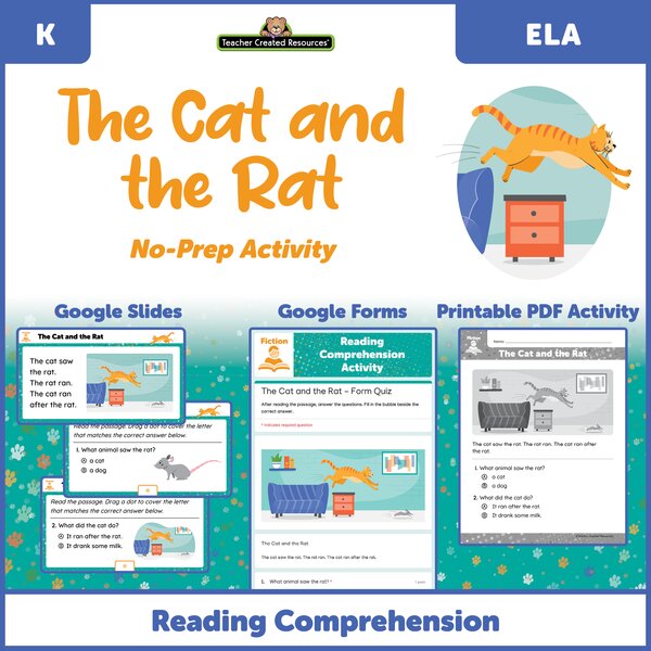 TCRGS10026 The Cat and the Rat - Reading Comprehension Activity Google Slides Image