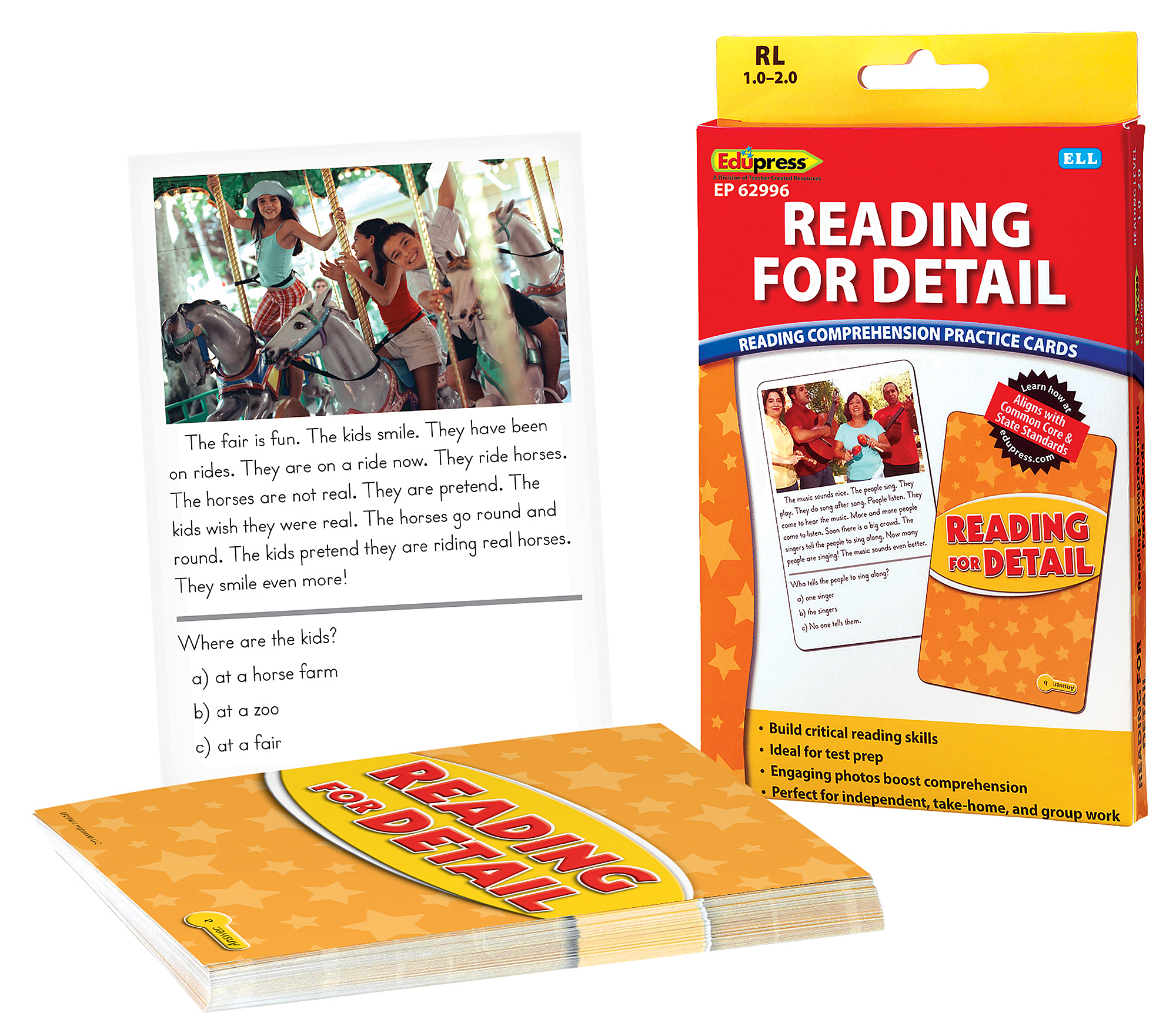 Reading Comprehension Practice Cards: Reading for Detail (Yellow Level)