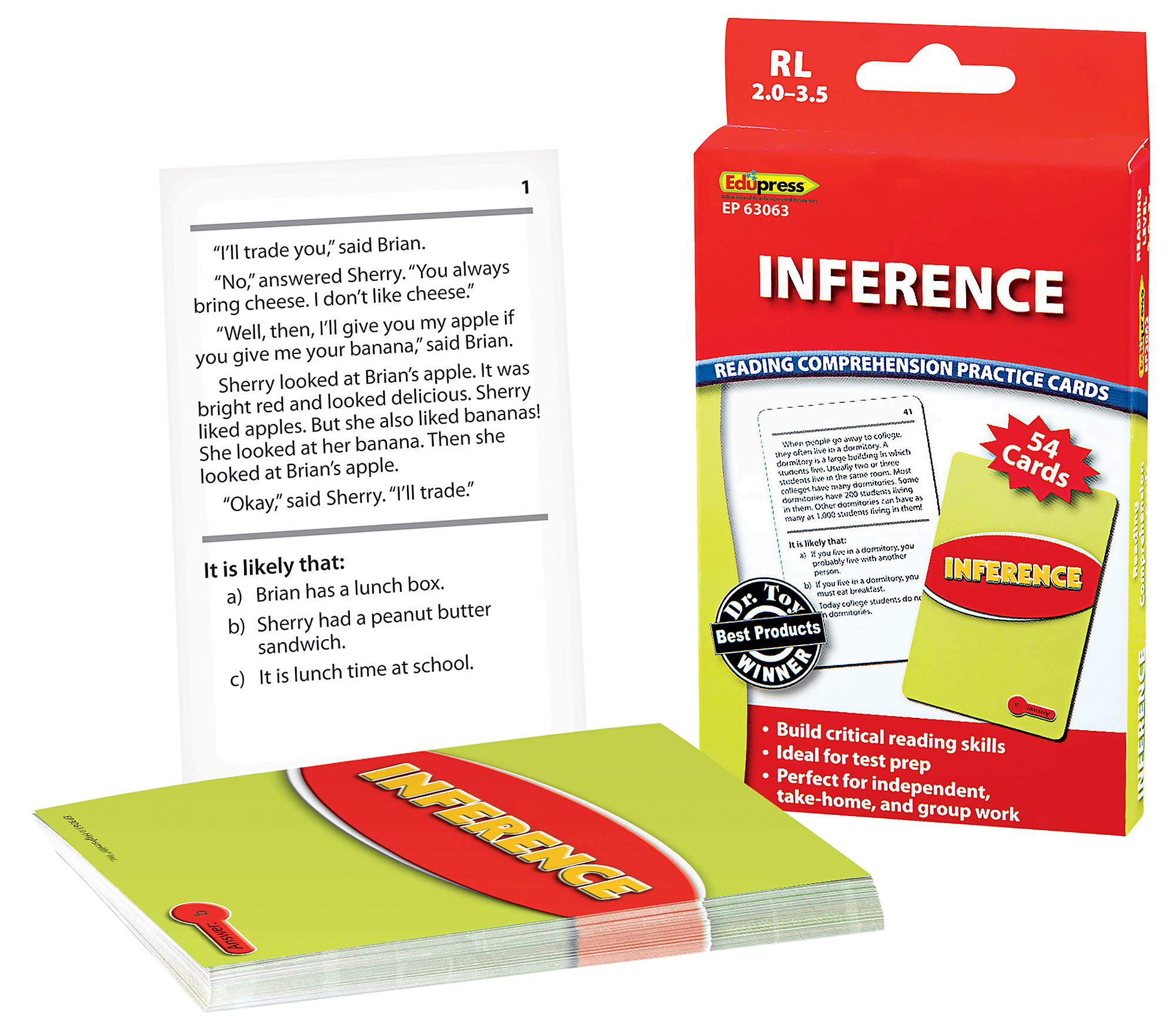 Reading Comprehension Practice Cards: Inference (Red Level)