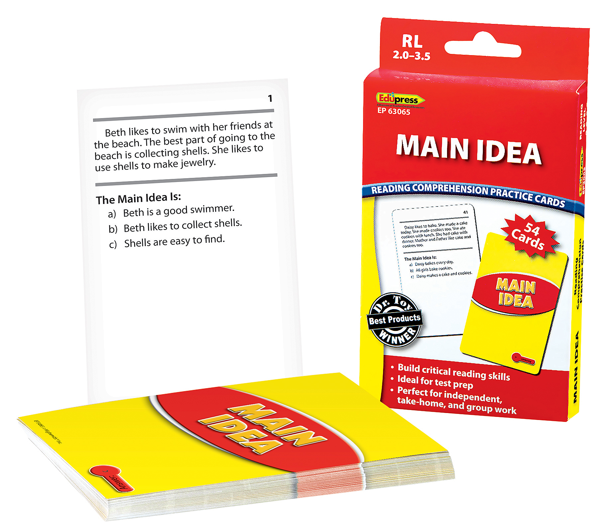 Reading Comprehension Practice Cards: Main Idea (Red Level)