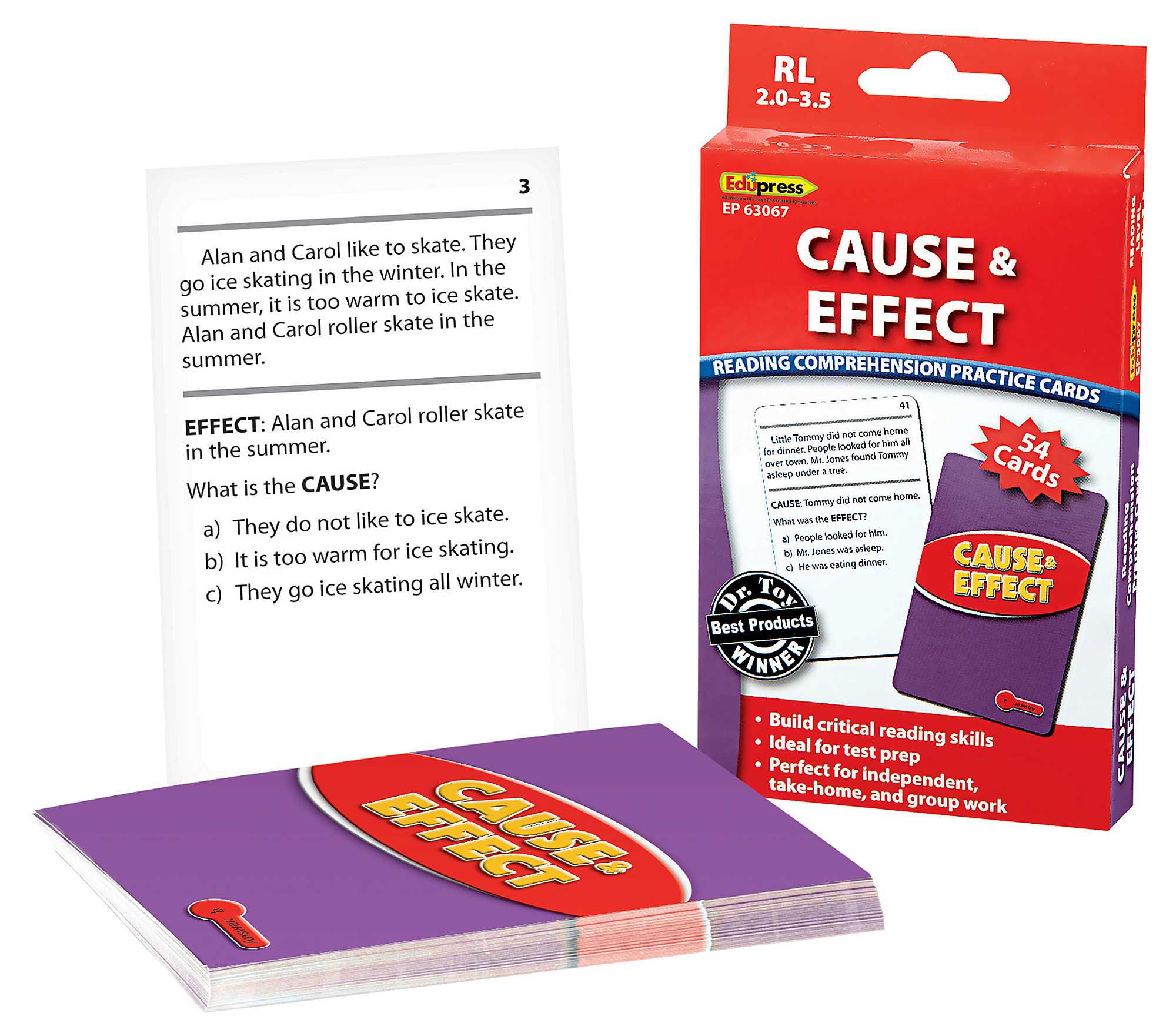 Reading Comprehension Practice Cards: Cause & Effect (Red Level)