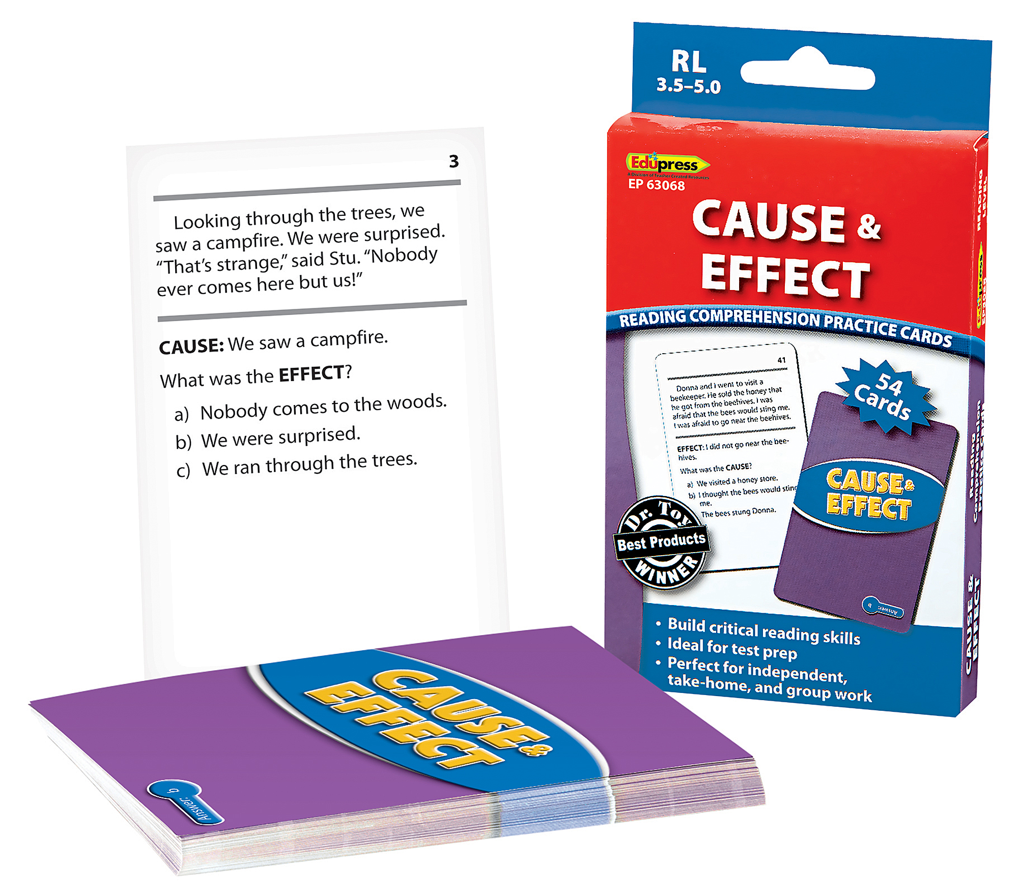 Reading Comprehension Practice Cards: Cause & Effect (Blue Level)
