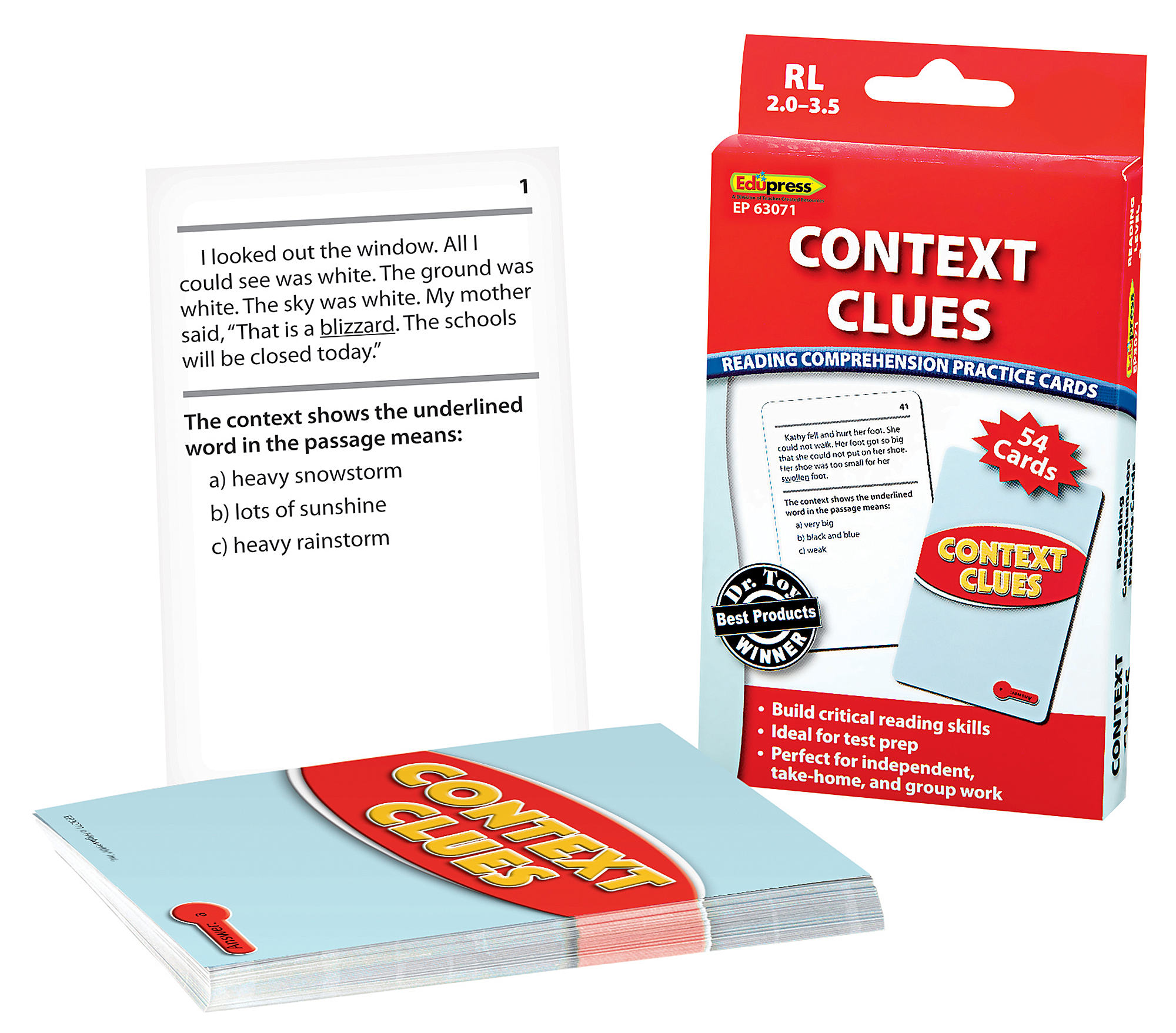 Reading Comprehension Practice Cards: Context Clues (Red Level)