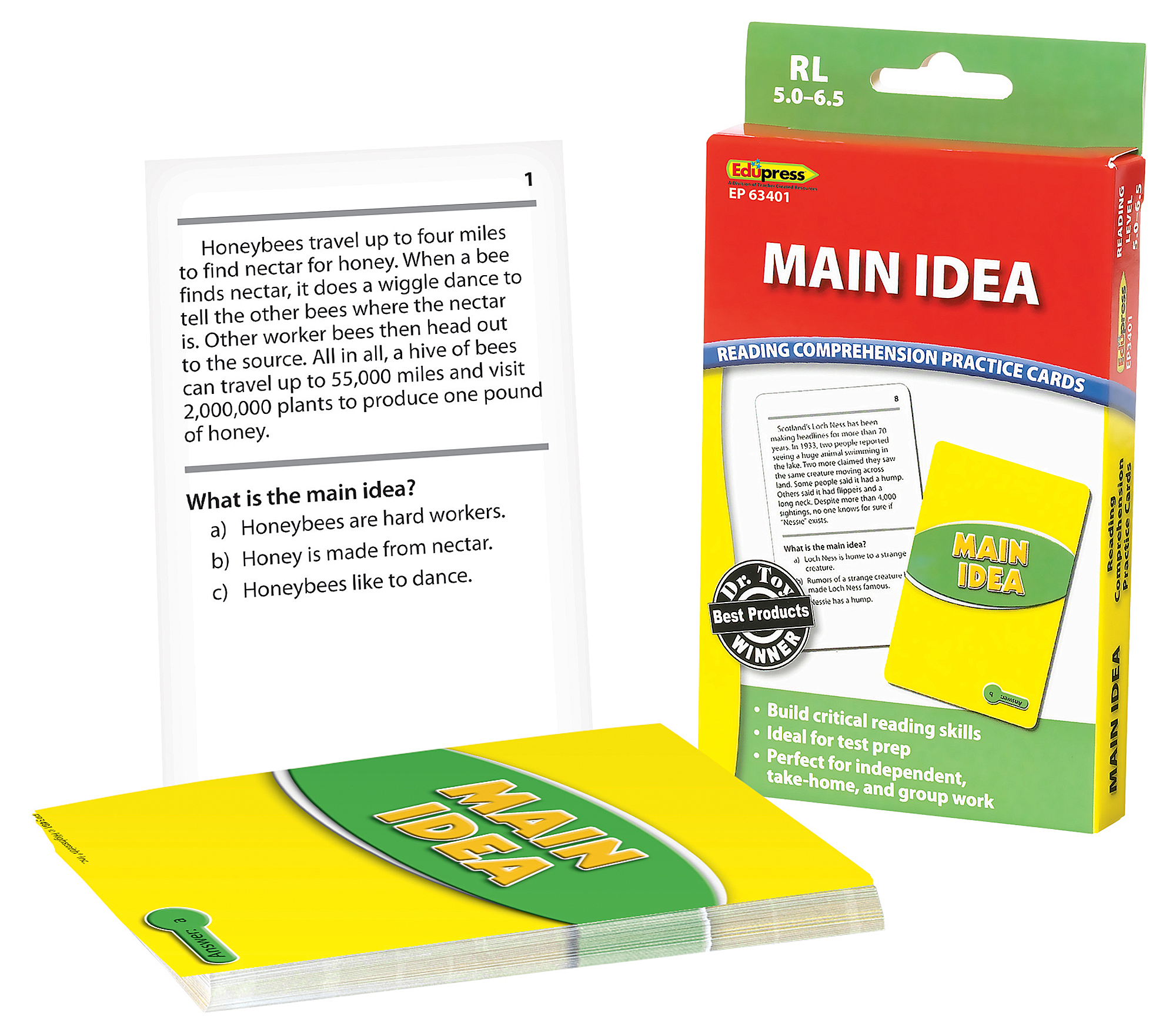 Reading Comprehension Practice Cards: Main Idea (Green Level)