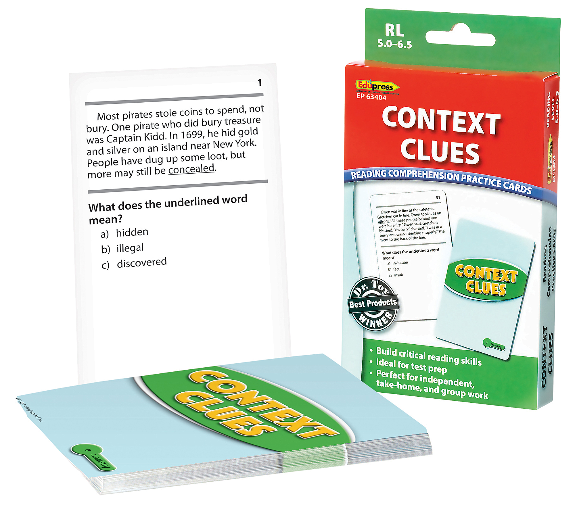 Reading Comprehension Practice Cards: Context Clues (Green Level)