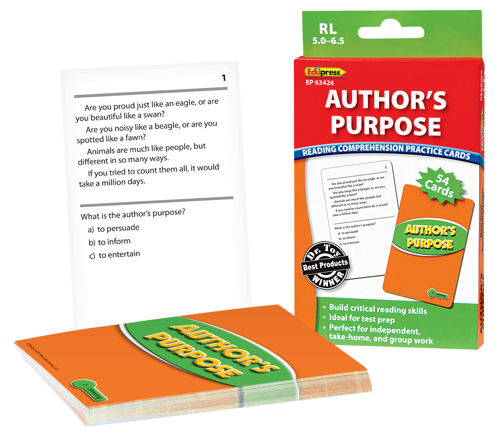 Author's Purpose Practice Cards Green Level - TCR63426 | Teacher ...
