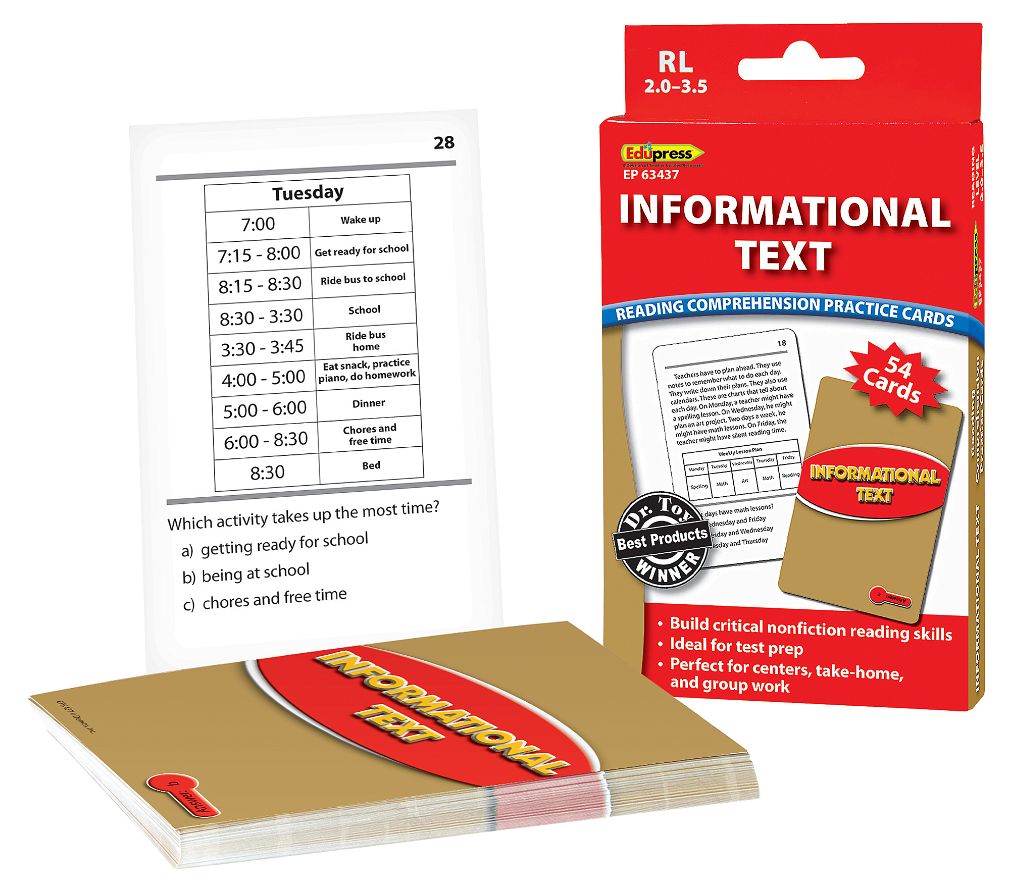 Reading Comprehension Practice Cards: Informational Text (Red Level)
