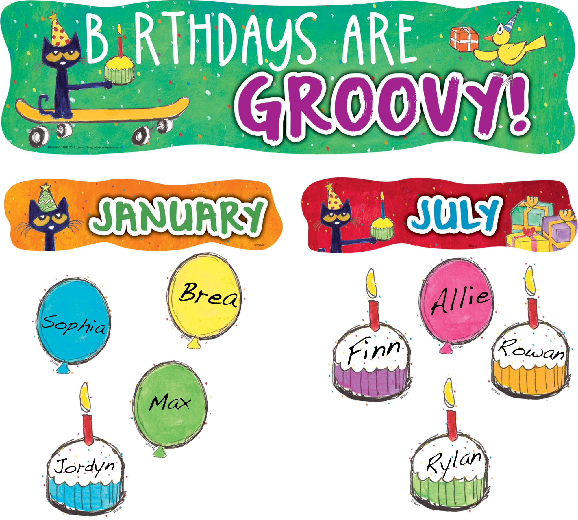 Pete the Cat® Birthdays Are Groovy Mini Bulletin Board