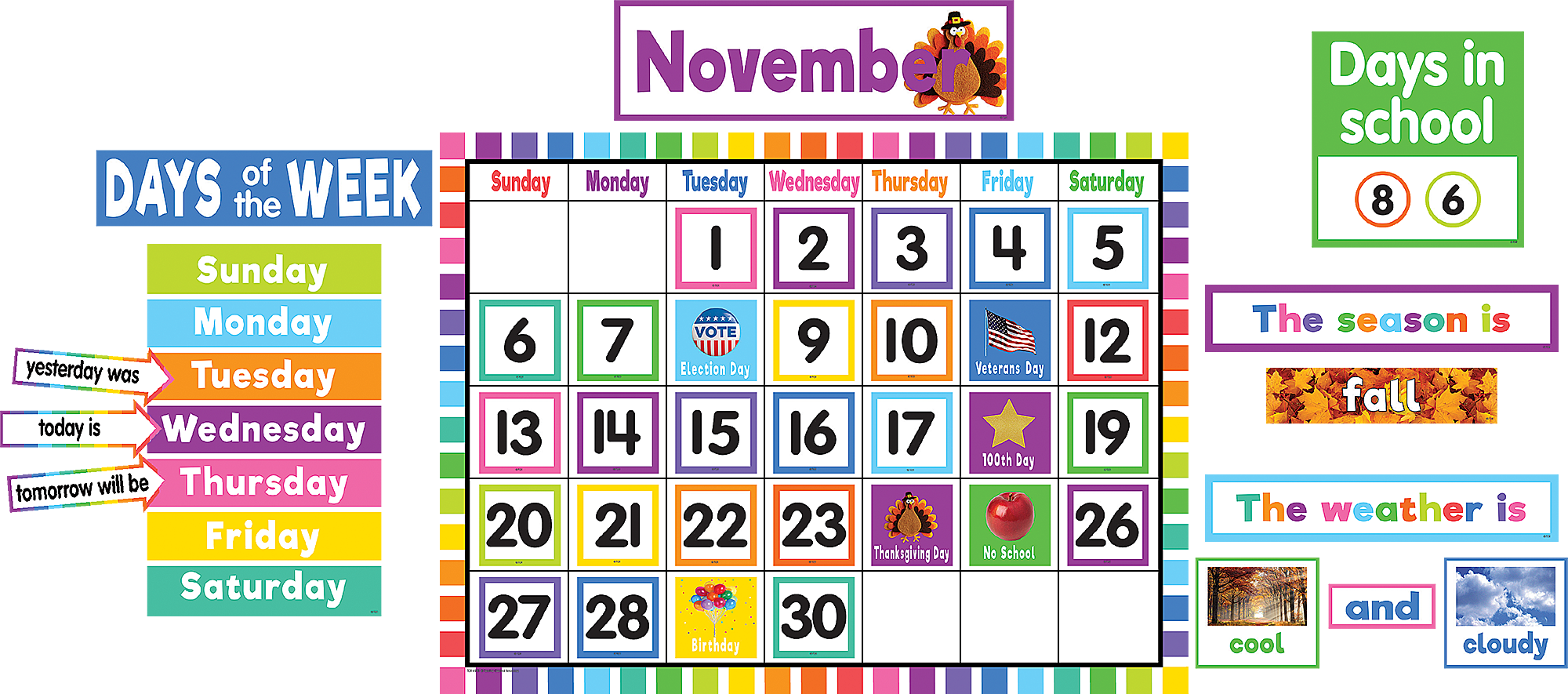 Colorful Calendar Bulletin Board