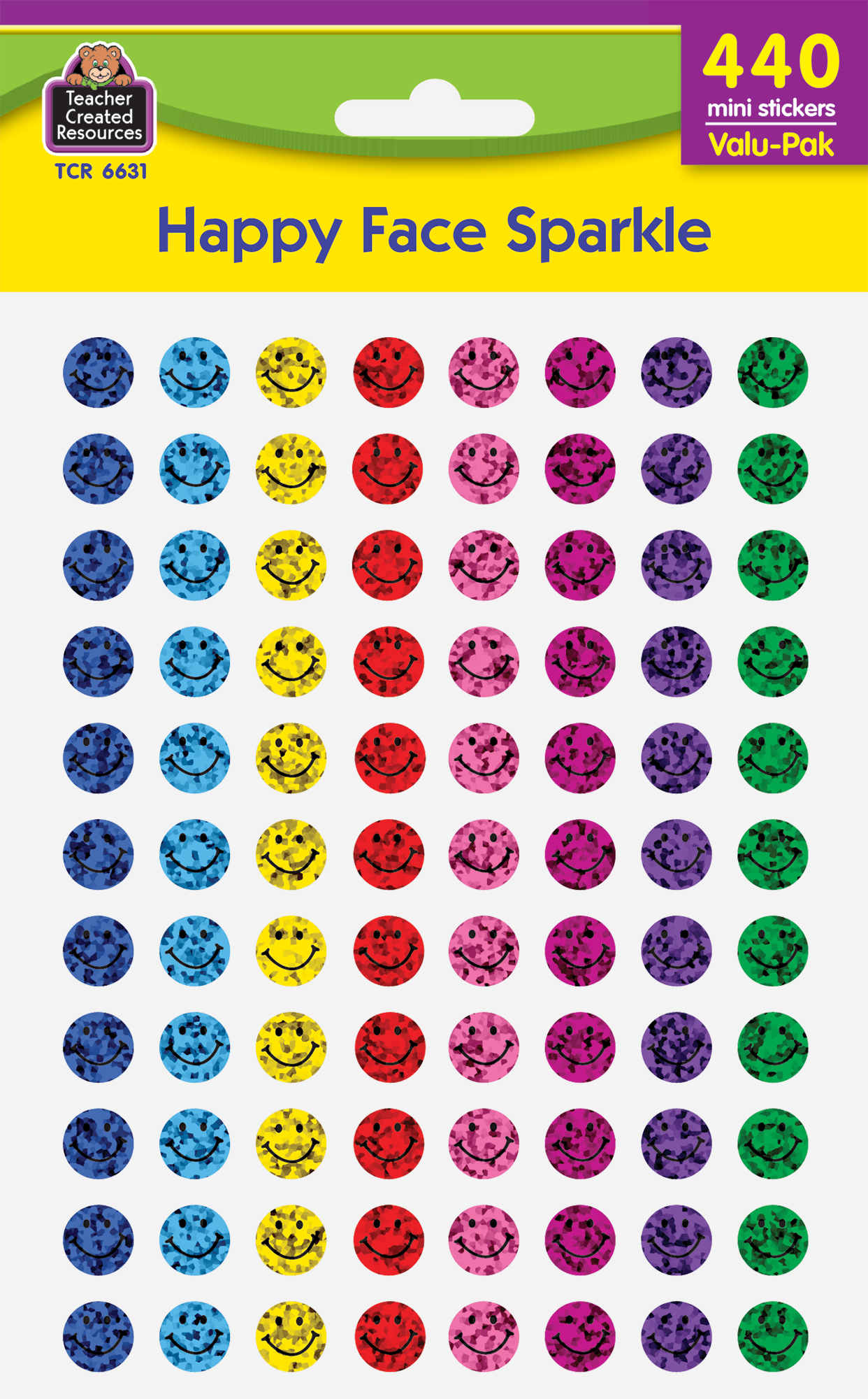 TEACHER CREATED RESOURCES Mini Happy Face Stickers Valu-Pak 6633 Multi Color 