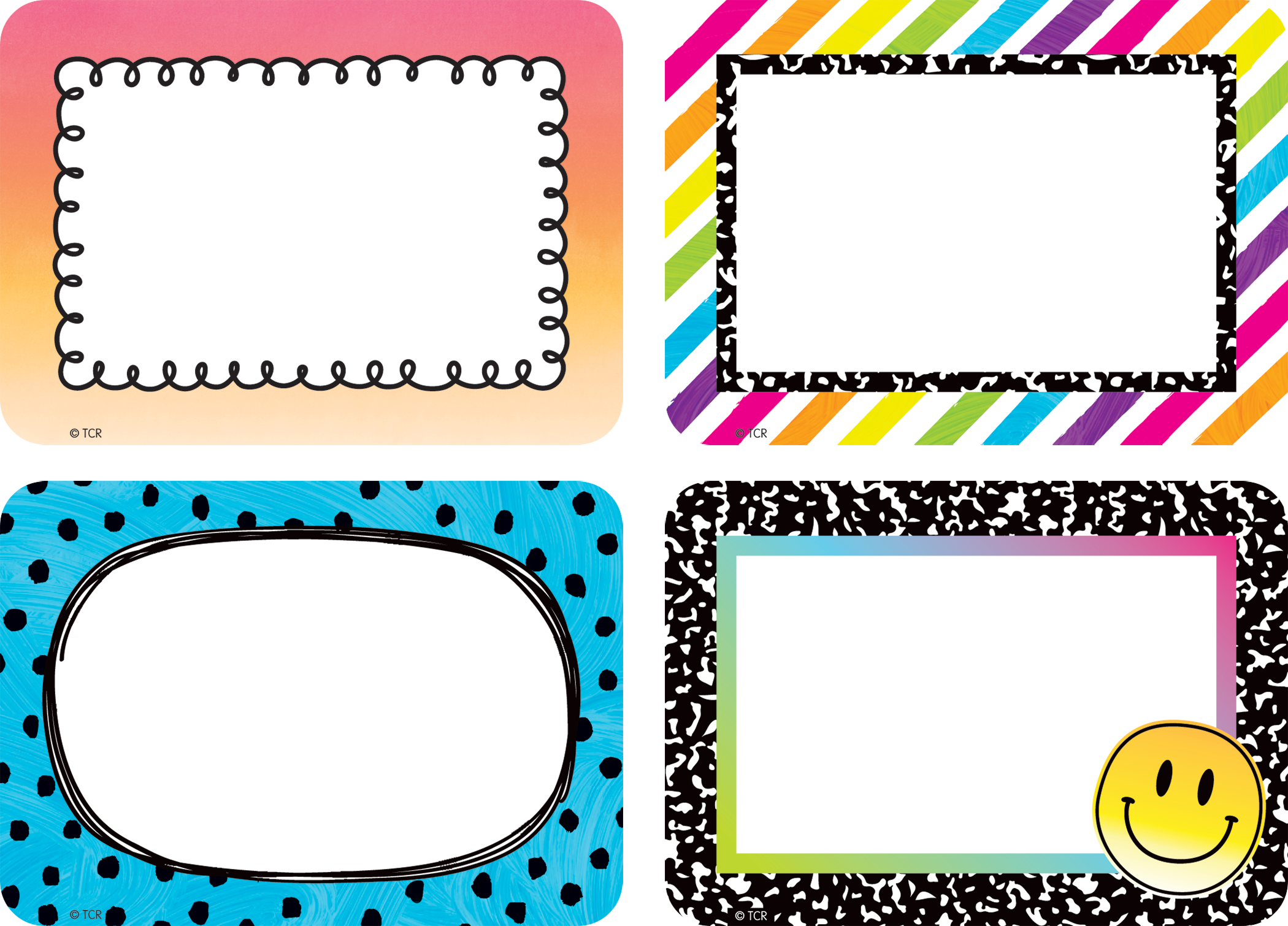 Brights 4Ever Name Tags Labels Multi Pack TCR6935 Teacher Created 