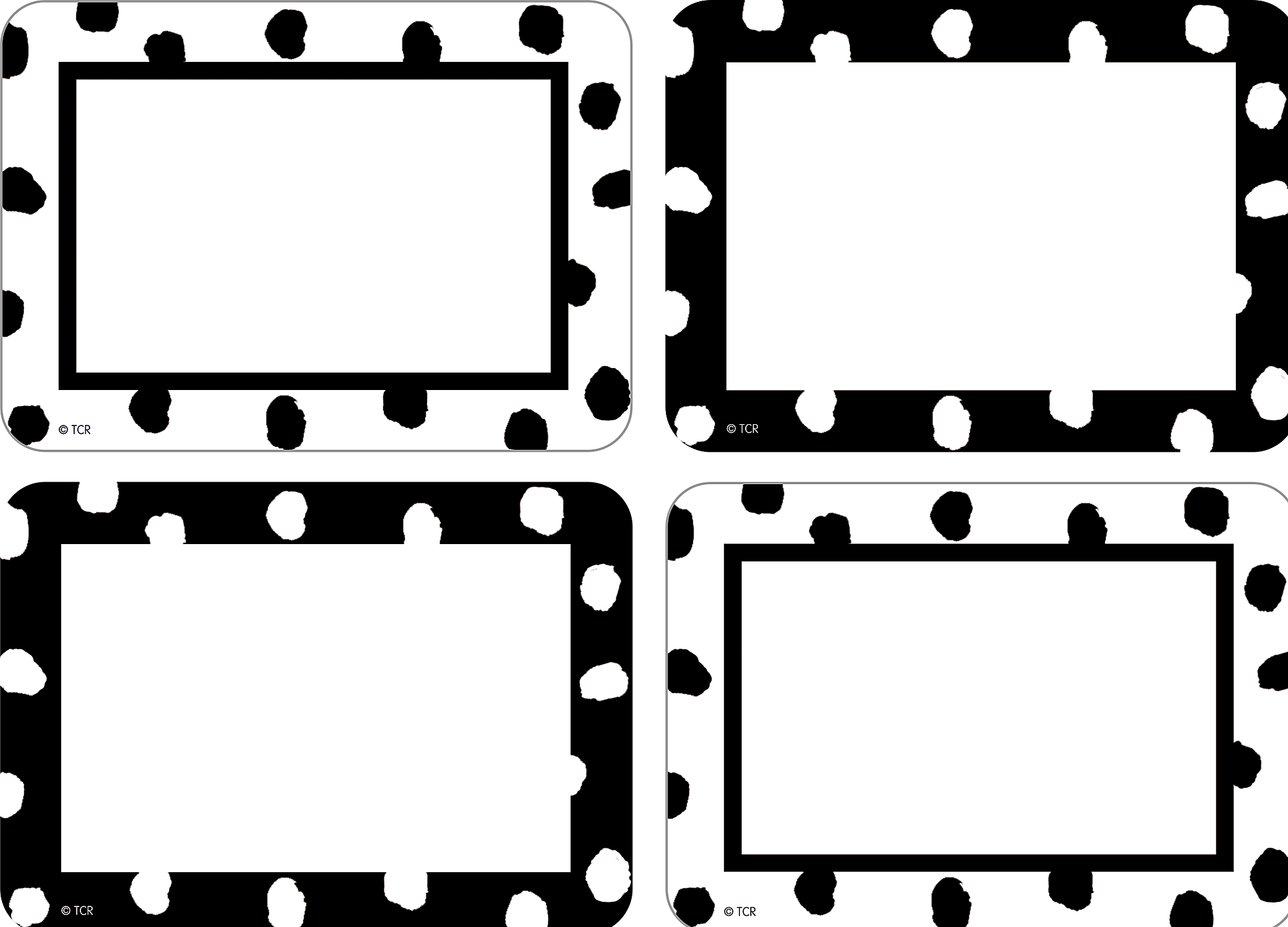 Black And White Painted Dots Name Tags Labels Multi Pack TCR7085 