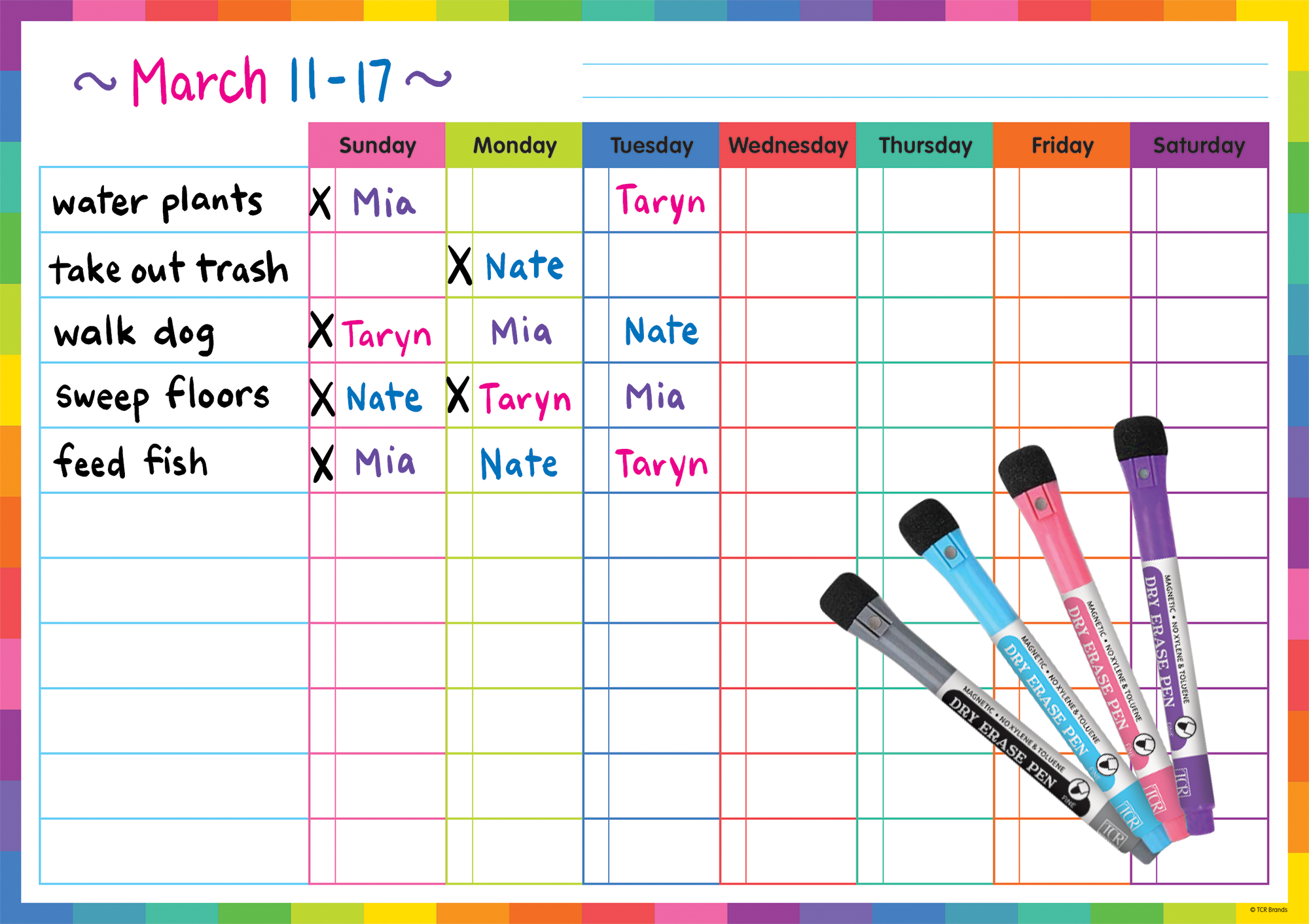 Colorful Dry-Erase Magnetic Task Chart